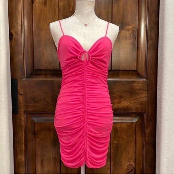 Cotton Candy Dresses & Skirts - Cotton Candy Hot Pink Ruched Mini Dress